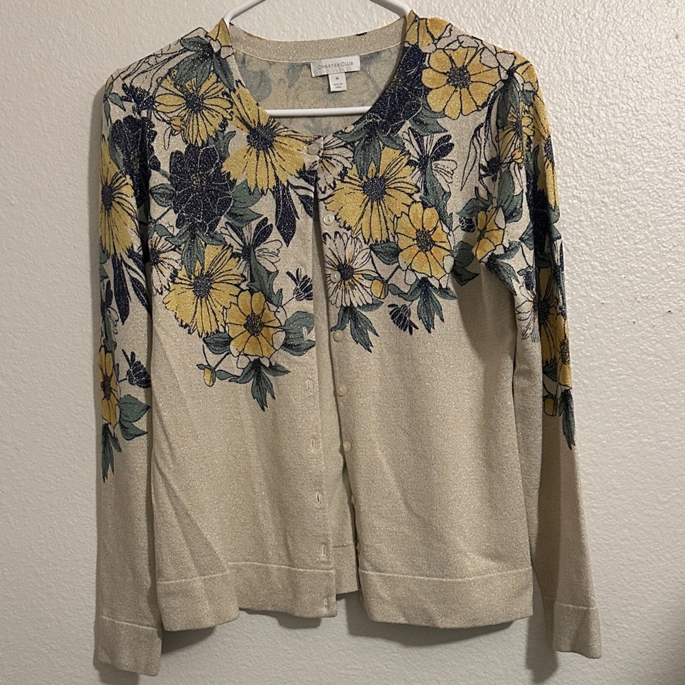 Charter Club Size M Floral Patterned Women's Sweater